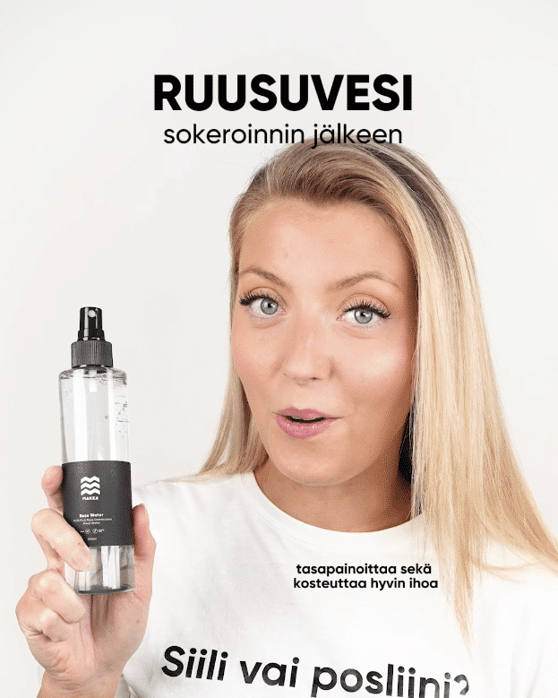 Ruusuvesi sokeroinnin jälkeen
